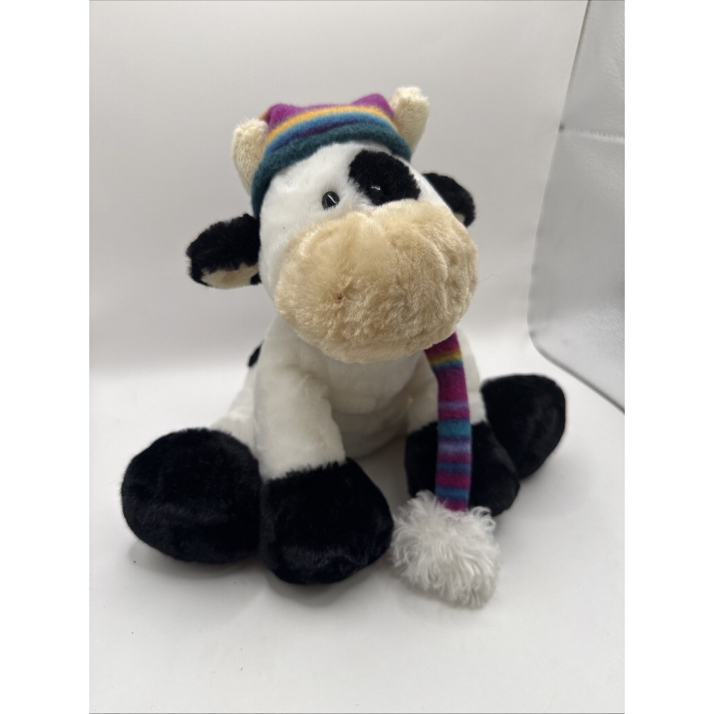 Gund Argyle Sr. Holiday Winter Cow in Hat + Scarf Plush Toy Doll NWT